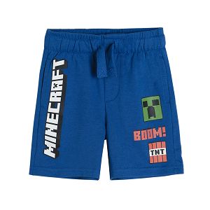 Minecraft blue shorts with adjustable waist
