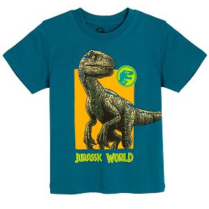 Jurassic World turquoise short sleeve T-shirt with dinosaur print