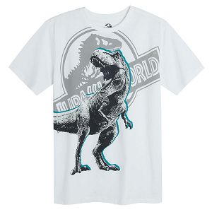 Jurassic World white short sleeve T-shirt with dinosaur print