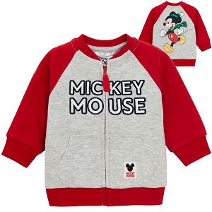 Mickey Mouse grey with red sleeves zip through sweatshirt
