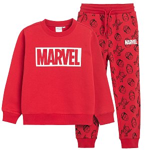 Σετ κόκκινο φούτερ μακρυμάνικο με στάμπα MARVEL και φόρμα παντελόνι κόκκινο με στάμπα ήρωες της MARVEL