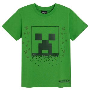 Μπλούζα κοντομάνικη πράσινη με στάμπα Minecraft