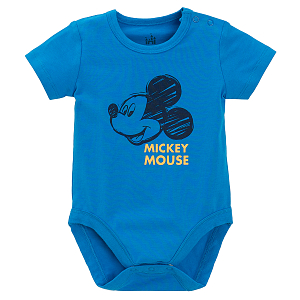Mickey Mouse blue and white short sleeve bodysuits- 2 pack