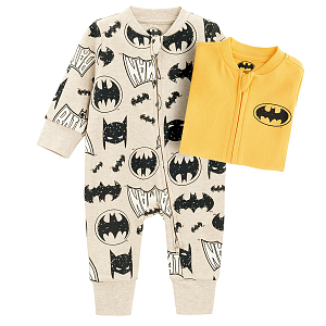 Batman footed overalls with side zipper- 2 pack