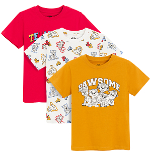 Paw Patrol red, white, yellow T-shirts - 3 pack