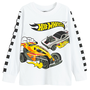 Μπλούζα μακρυμάνικη λευκή με στάμπα HOT WHEELS