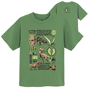 Μπλούζα κοντομάνικη πράσινη με στάμπα δεινόσαυρους JURASSIC WORLD