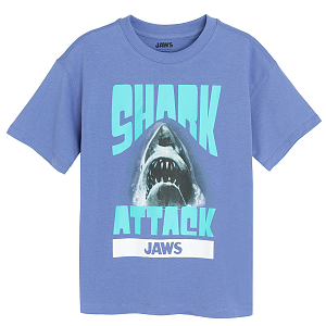 Purple T-shirt with Shark Attack print