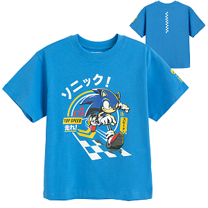 Μπλούζα κοντομάνικη μπλε με στάμπα SONIC