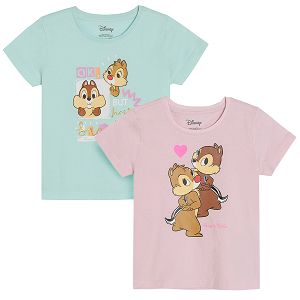 Chip and Dale violet and green short sleeve T-shirts- 2 pack