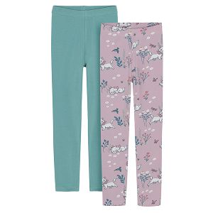 Marie Aristocats pink and green leggings