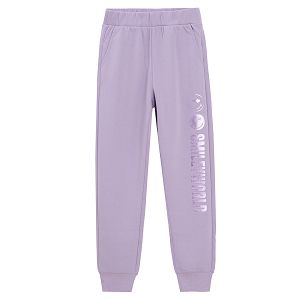 Purple jogging pants SMILEY WORLD print