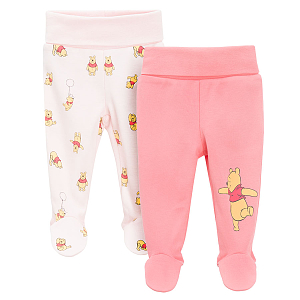 Winnie the Pooh light pink and pink footed leggings - 2 pack