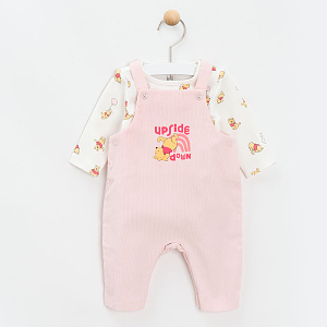 Clothing set white overall and pink dungaree with WINNIE THE POOH print