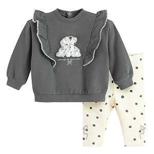 Σετ ένδυσης 2 τμχ. φούτερ γκρι και λευκό κολάν με στάμπα 101 ΣΚΥΛΙΑ ΤΗΣ ΔΑΛΜΑΤΙΑΣ DISNEY