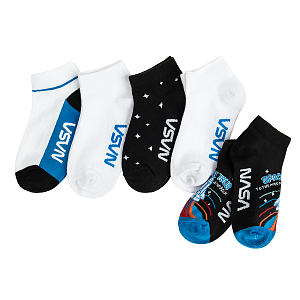 NASA white, black and blue socks- 5 pack