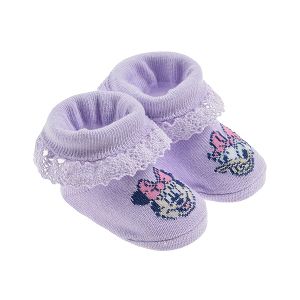 Κάλτσες μωβ με στάμπα Minnie Mouse και Daisy Duck