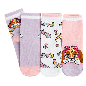 Paw Patrol white and pink socks- 3 pack