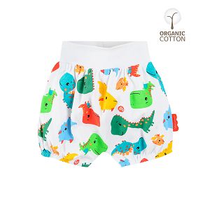 White shorts with mix color dinosaurs