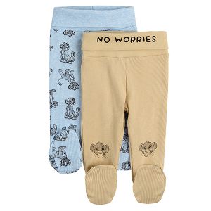 The Lion King light blue and cream footed leggings- 2 pack