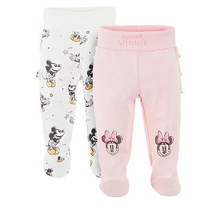 Παντελόνι 2 τμχ ροζ και λευκό με στάμπα Minnie Mouse