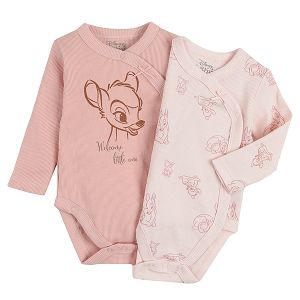 Bambi pink and light pink long sleeve bodysuits- 2 pack