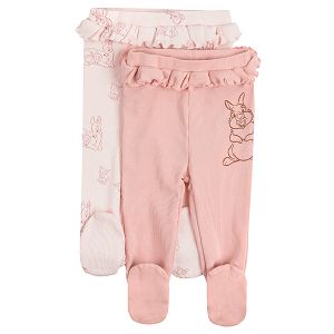 Bambi pink and light pink footed leggings- 2 pack