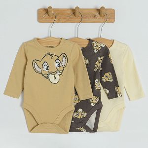 The Lion King white beige blue long sleeve bodysuits- 3 pack