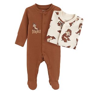 Chip and Dale brown and white footed overall- 2 pack