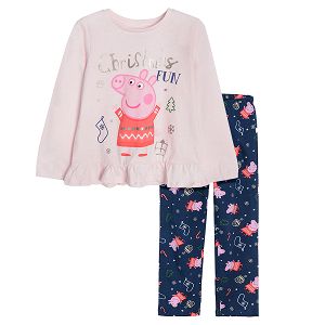 Peppa pig pink and blue long sleeve pyjamas