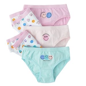 Pastel color underwear with smiley faces print- 5 pack