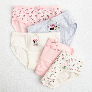 Εσώρουχα 5 τμχ ροζ, λευκό και γκρι με στάμπα MINNIE MOUSE DISNEY
