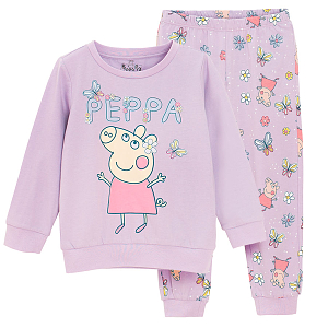 Πυτζάμες σετ μωβ μπλούζα μακρυμάνικη και παντελόνι φόρμα με στάμπα PEPPA PIG