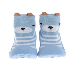 Blue slippers-socks with a dog print