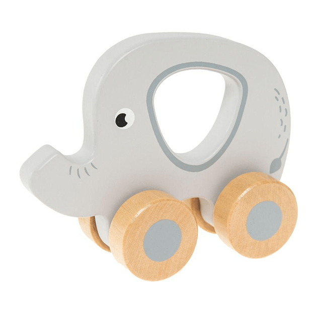 Wooden elephant with wheels