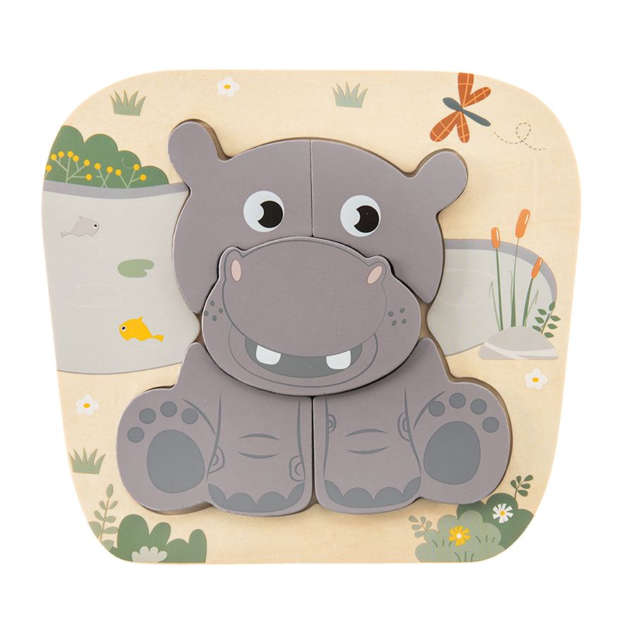 Wooden hippopotamus puzzle 5 pieces