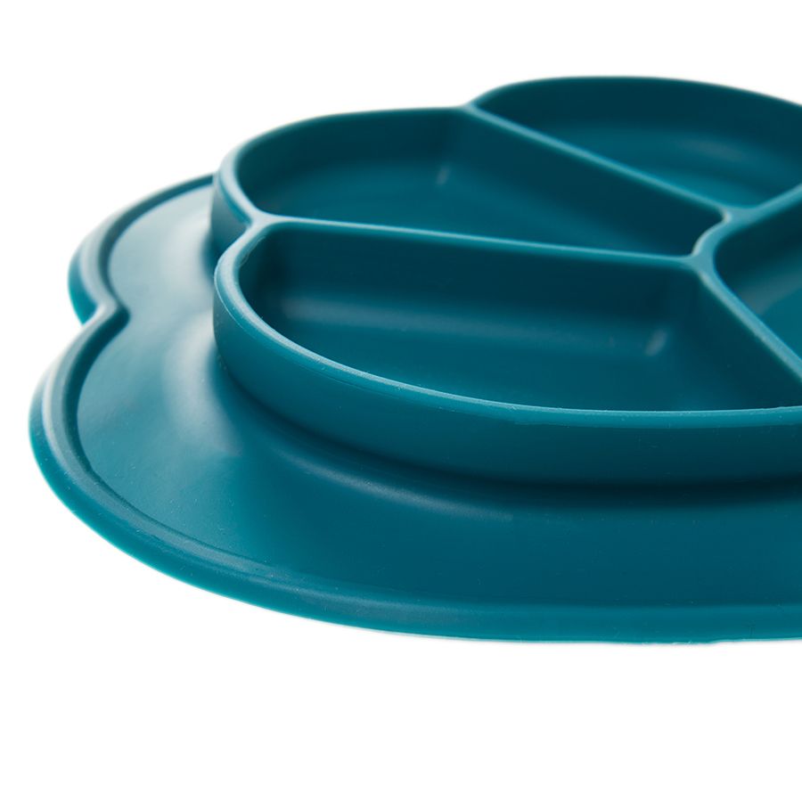 Navy blue silicone dish with dividers