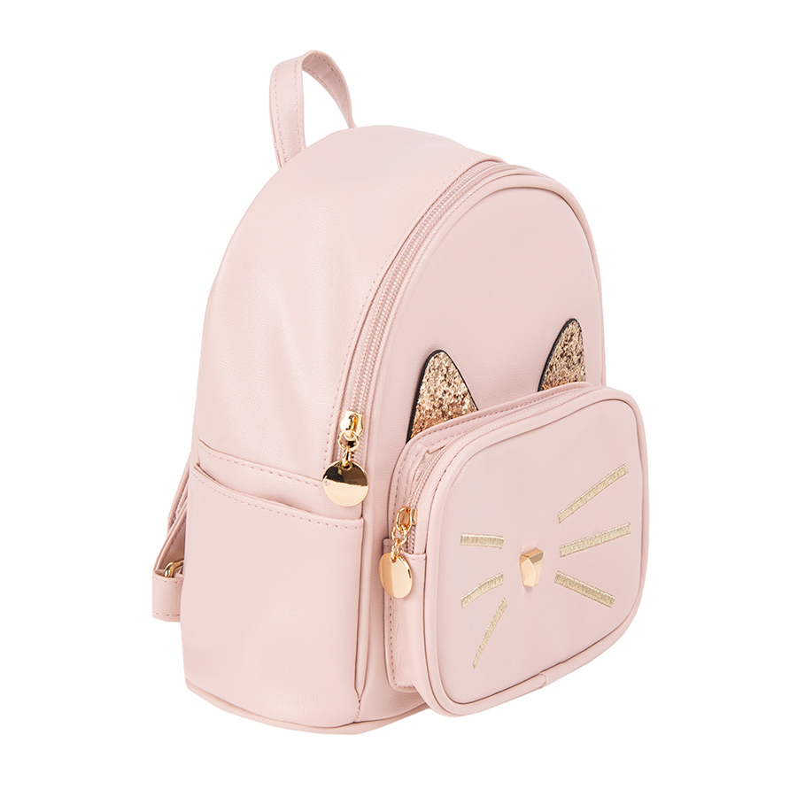 Pink backpack with glod details