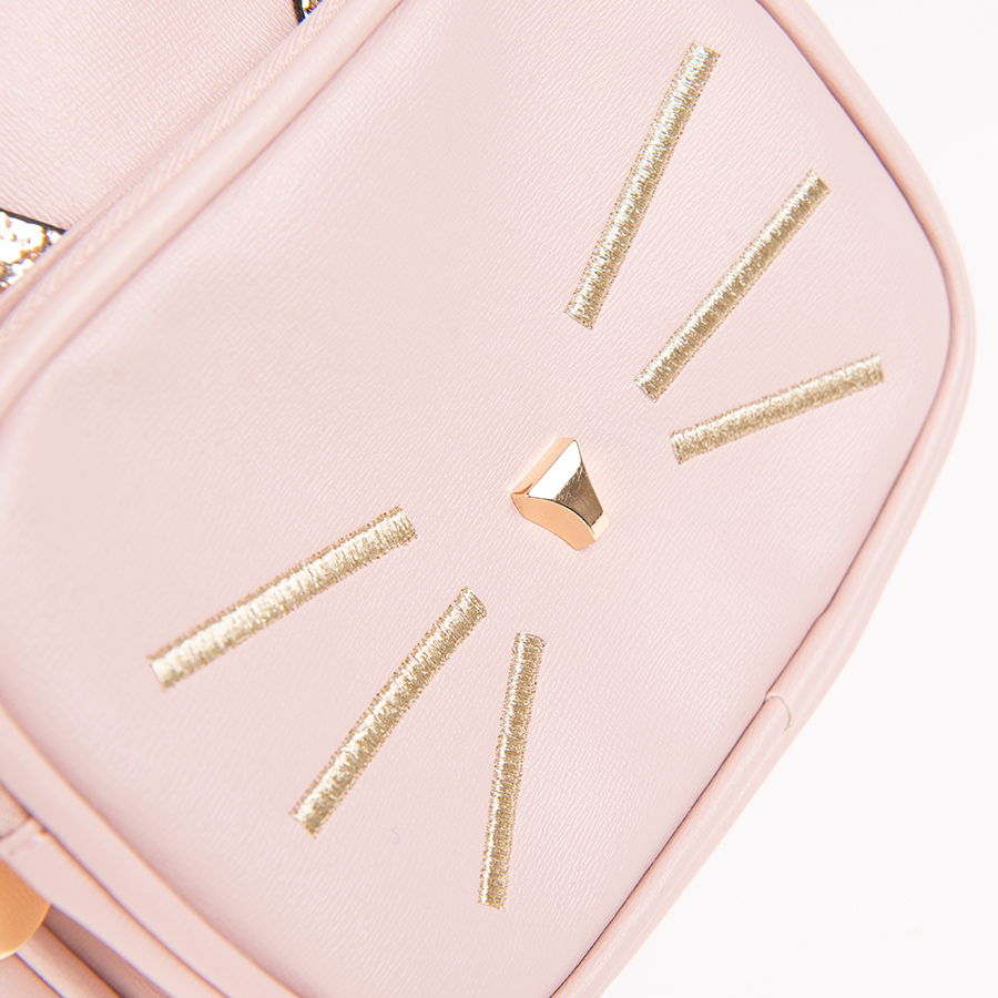 Pink backpack with glod details