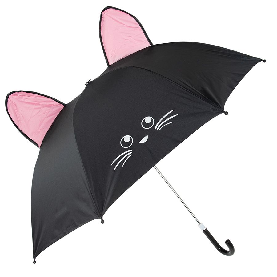 Ομπρέλα μαύρη γατούλα με ροζ αυτάκια