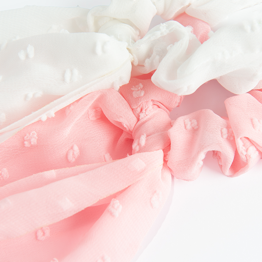 Scrunchie white & pink 2pcs