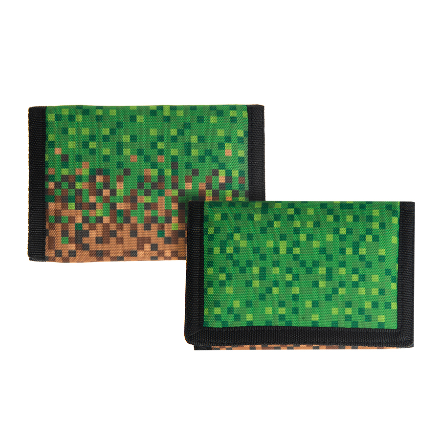 Πορτοφόλι πράσινο με στάμπα Pixels