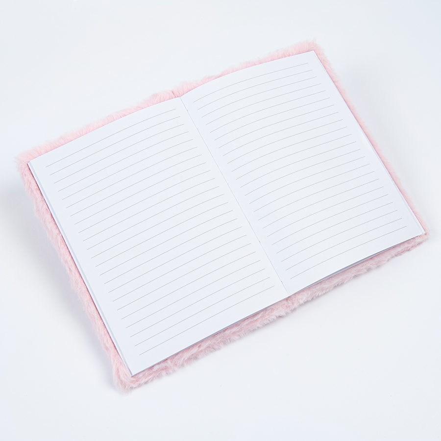 Σημειωματάριο βελούδινο ροζ γατούλα