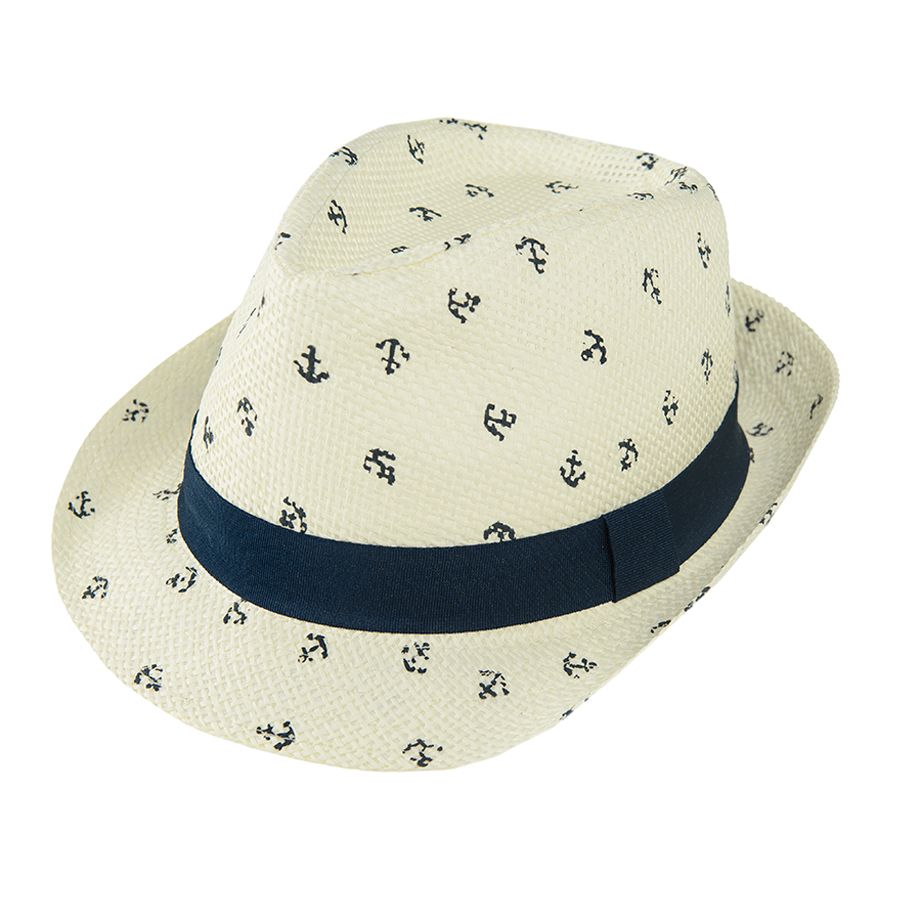 Brimmed summer cap with anchors