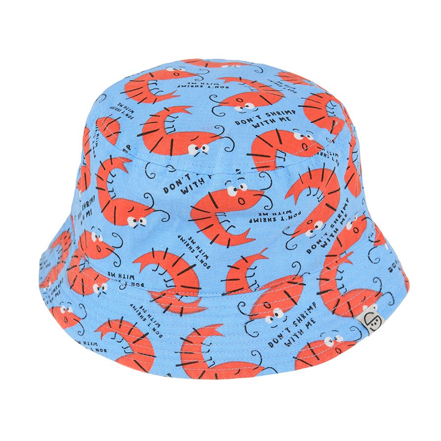 Brimmed summer cap with shrimps print