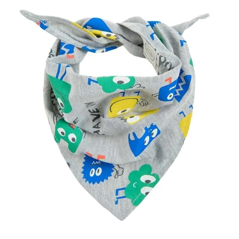 Grey melange neckerchief scarf with fun print