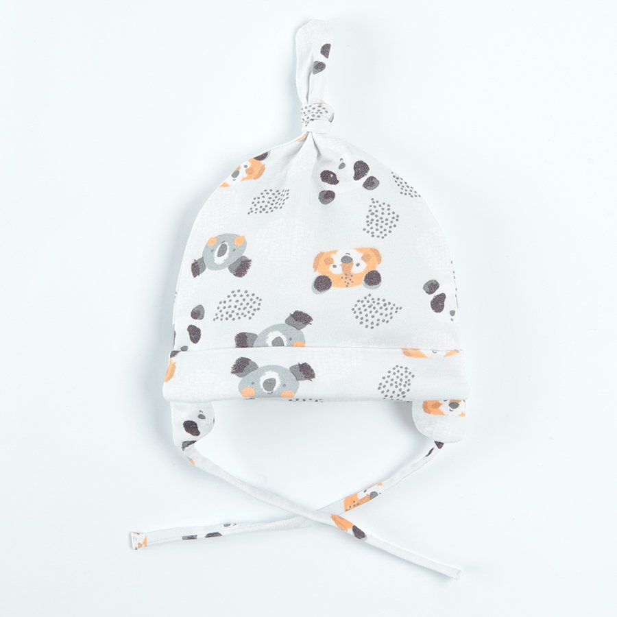 Mint and cream melange with animals print all year hats with ears - 2pack