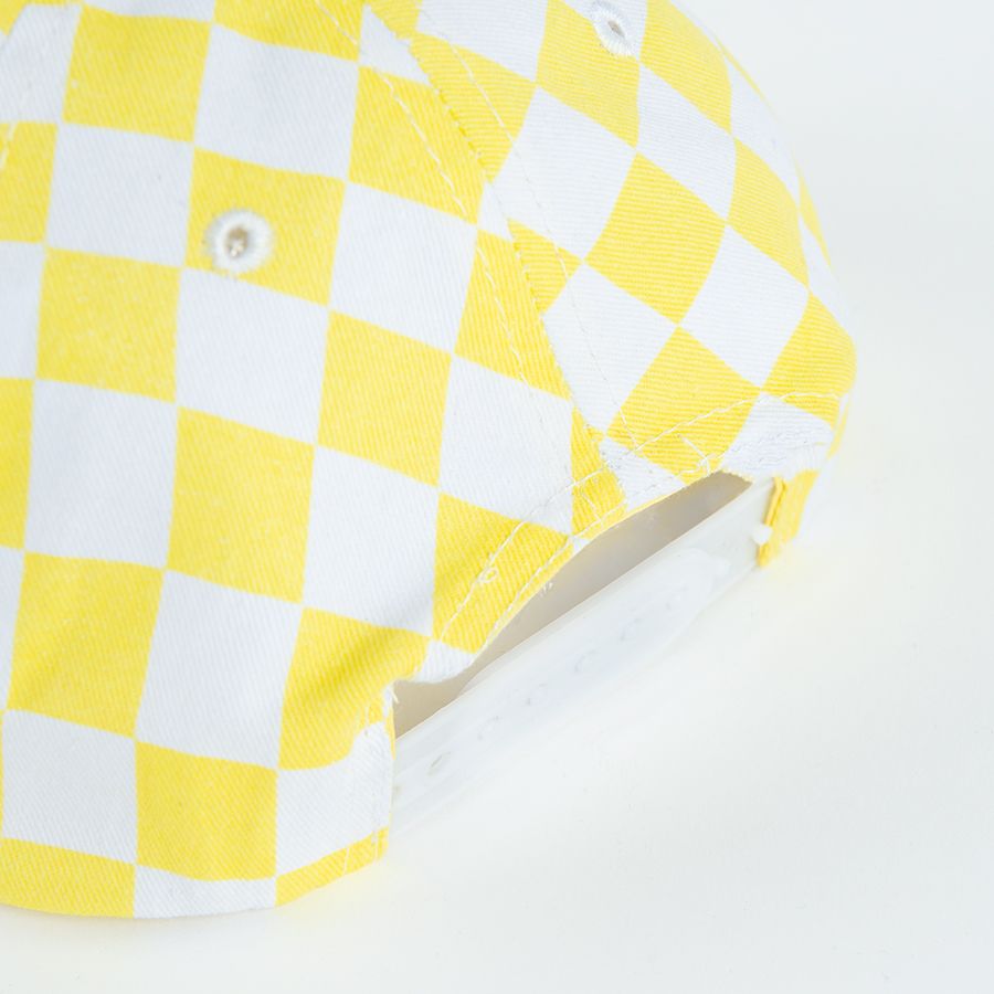 Καπέλο λευκό κίτρινο με θέμα σκάκι