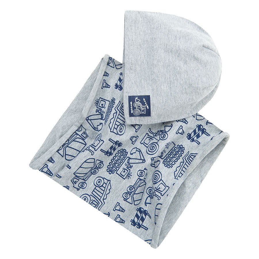 Grey accessories set with trucks print