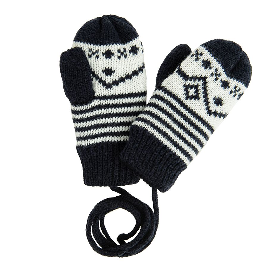 Black and white fairisle mittens